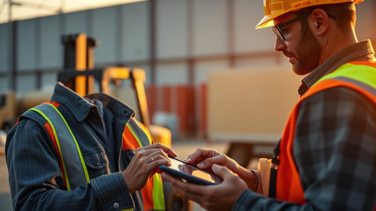 Contractor getting an instant equipment leasing quote on a tablet